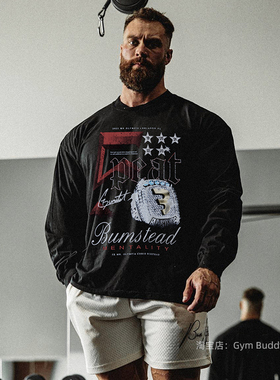 新款C宝克里斯长袖卫衣纯棉健身内搭美式圆领运动宽松CBUM训练T恤