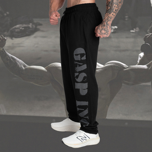 做旧撸铁卫裤 健身拉链口袋竹节棉美式 直筒收腿锥形长裤 运动宽松裤