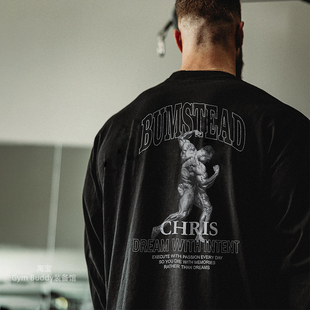 CBUM克里斯四分之三展背长袖 男训练秋冬T恤运动宽松圆领卫衣健身