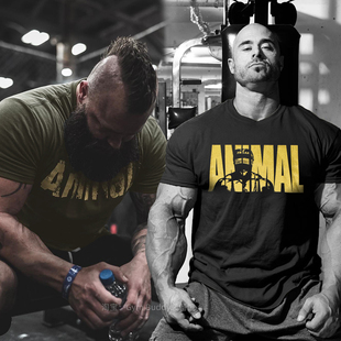 ANIMAL撸铁训练短袖 正肩修身 口运动美式 环球野兽健身T恤硬汉收袖