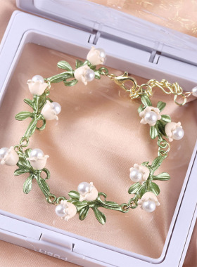 女合金天然淡水珍珠铃兰花