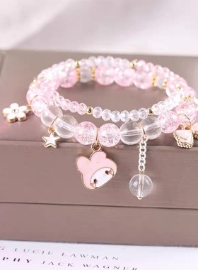少女心韩国东大门爆花水晶手链