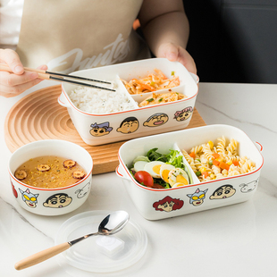 上班族可微波加热饭盒2026新款保鲜盒陶瓷分格食品级密封学生便当