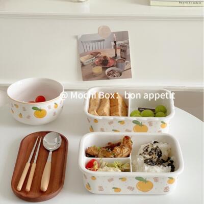 陶瓷饭盒带盖扣盖微波加热上班族