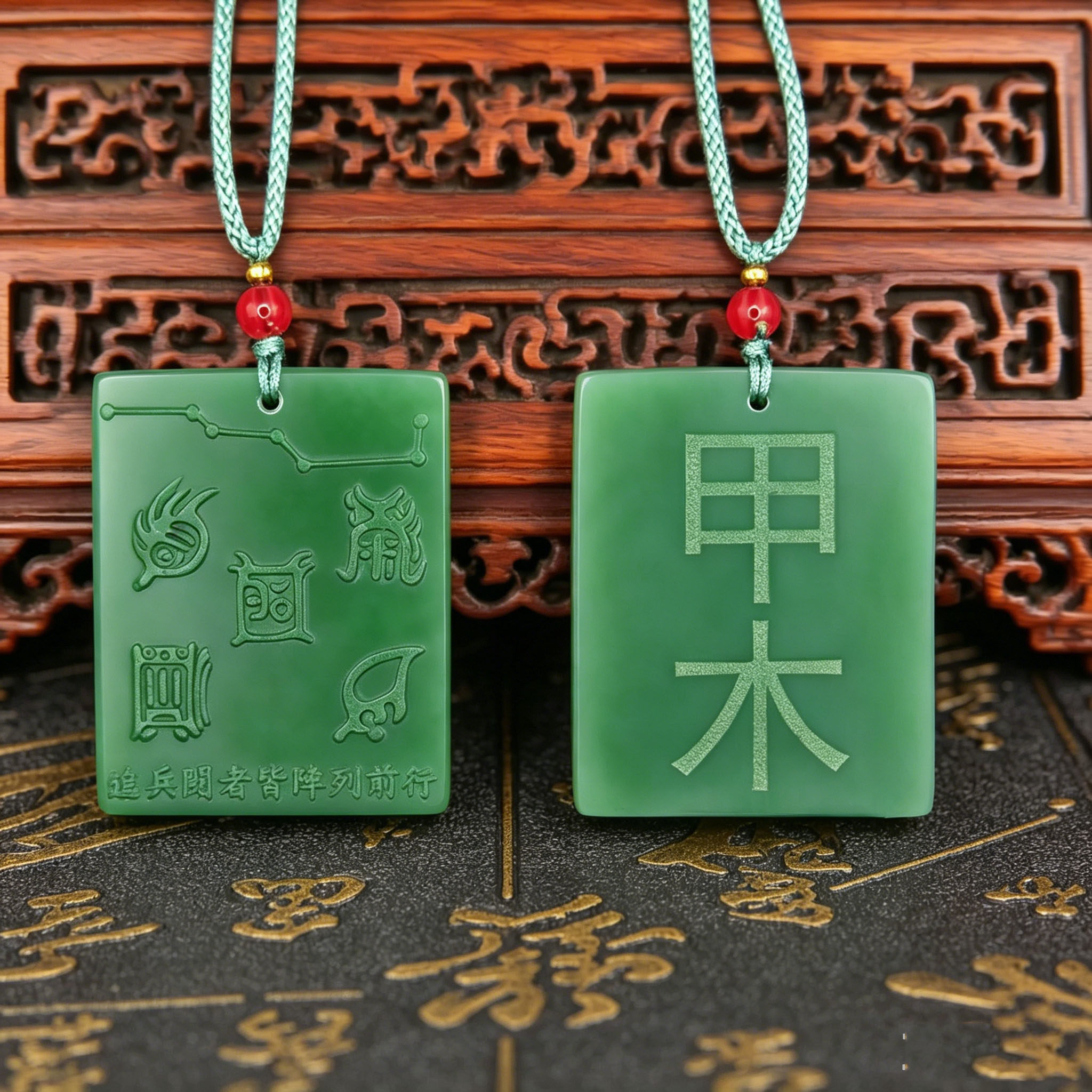 托玛琳能量牌吊坠50分招财甲木天干地支五行挂件项链挂饰护身符