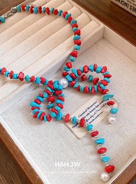 韩国东大门珍珠蝴蝶结项链民族风复古气质锁骨链轻奢高级感项饰女