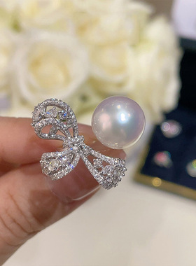 新款轻奢锆石花朵镂空开口戒指小众高级感气质食指戒法式时尚手饰