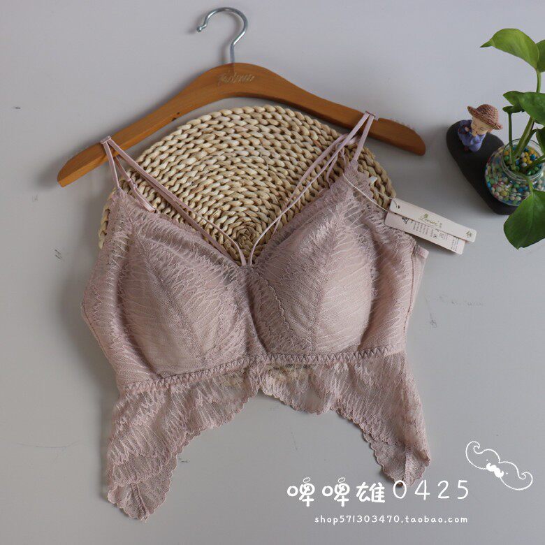 丽维 蝴蝶美背内衣女性感蕾丝吊带背心大胸显小薄款背扣文胸25008