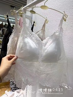 性感法式 丽维 蕾丝薄V领内衣女大胸显小交叉美背文胸吊带背心3001