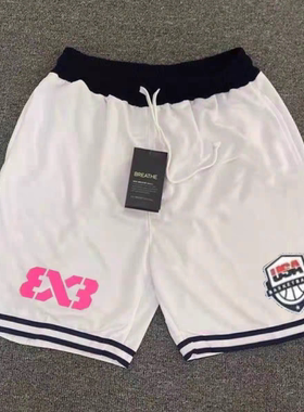 美式短裤篮球3v3训练五分裤速干网眼三对三大师赛运动宽松休闲裤