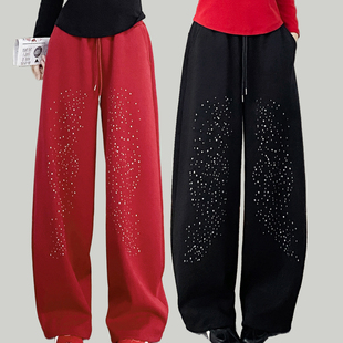 秋冬新款广场舞长裤曳步舞爵士运动裤子时尚弯刀伞兵裤宽松阔腿裤