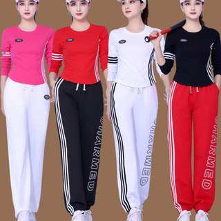 广场舞服装新款杨丽萍运动套装2024春季团体健身跳舞蹈表演衣服女