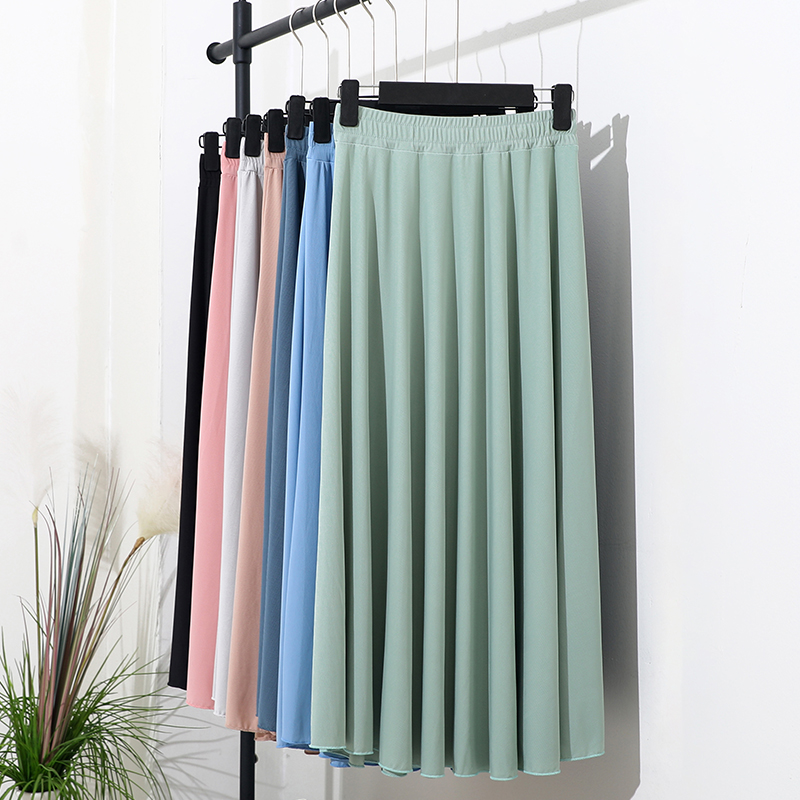 冰丝高腰半身裙女夏薄款莫代尔百褶裙黑色a字裙显瘦中长款包臀裙|msdalam kategori Butik wanita / wanita, skirt - dari Buy2taobao.com untuk memberikan perkhidmatan ejen Taobao profesional membeli