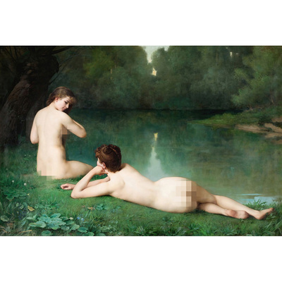 水边伊曼纽尔·本纳欧式人物油画