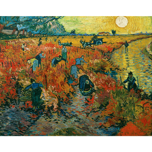 国外风景油画名家梵高装饰画画芯客厅卧室Der rote Weinberg