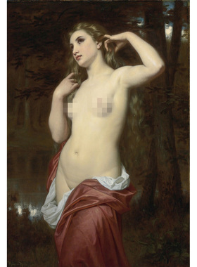 沐浴者法国休斯·默尔古典主义裸体油画女性感优雅艺术画作装饰画