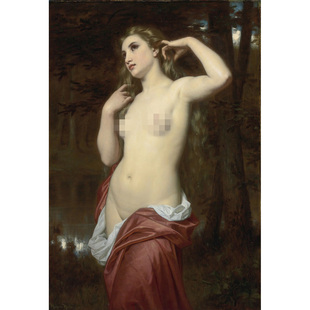 沐浴者法国休斯·默尔古典主义裸体油画女性感优雅艺术画作装饰画