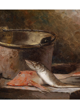 Still Life with Fish and a Copper Kettle 静物摆设油画