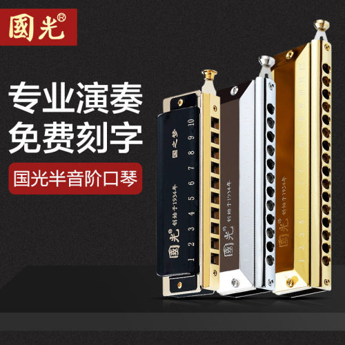 国光半音阶口琴10孔40音成人学生入门乐器专业演奏级乐队推荐用