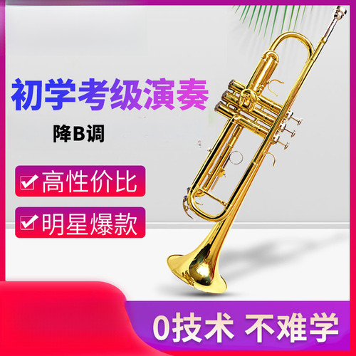 演奏型小号乐器铜管降B调小号黄铜卡尔沃斯三音小号初学娱乐包邮