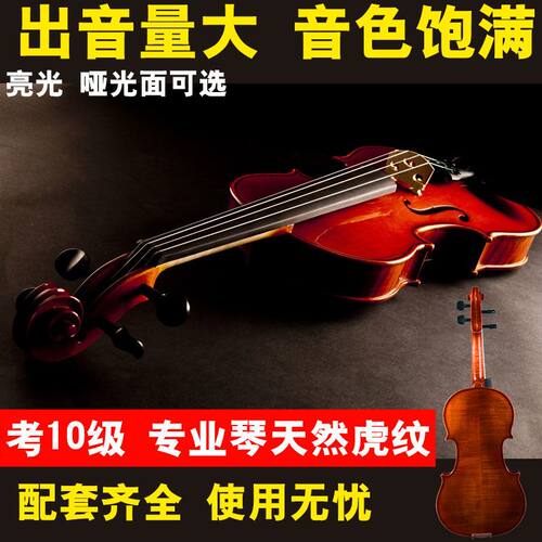 外贸款专业演奏考级小提琴乐器精选虎纹实木手工制作成人圣诞礼物