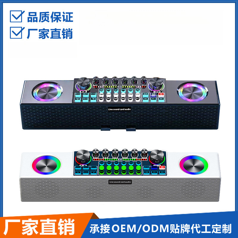 声卡调音台音箱话筒一体充电蓝牙连接一拖二麦克风套装音响优选
