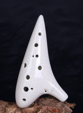 裂纹白色陶笛12孔中音C调AC 初学 教学 演奏级十二孔陶笛送教程