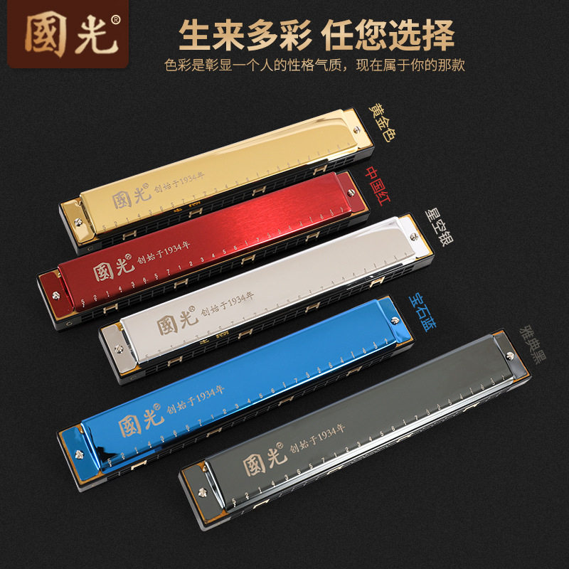 官方正品国光口琴24孔复音C调初学入门练习吹奏乐器专用专业口琴