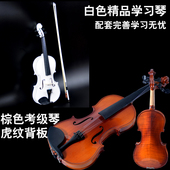 白色小提琴初学者成人儿童学生考级实木零基础入门乐器特价 包邮