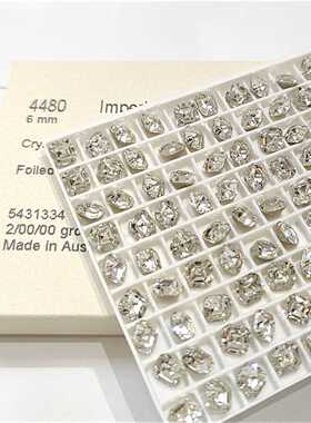正品施华洛奥地利水晶华子4480公主方001白色 6MM尖底美甲饰品DIY