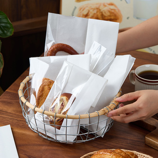 碱水面包贝果欧包包装袋子现烤面包吐司烘焙西点牛皮纸透明打包袋