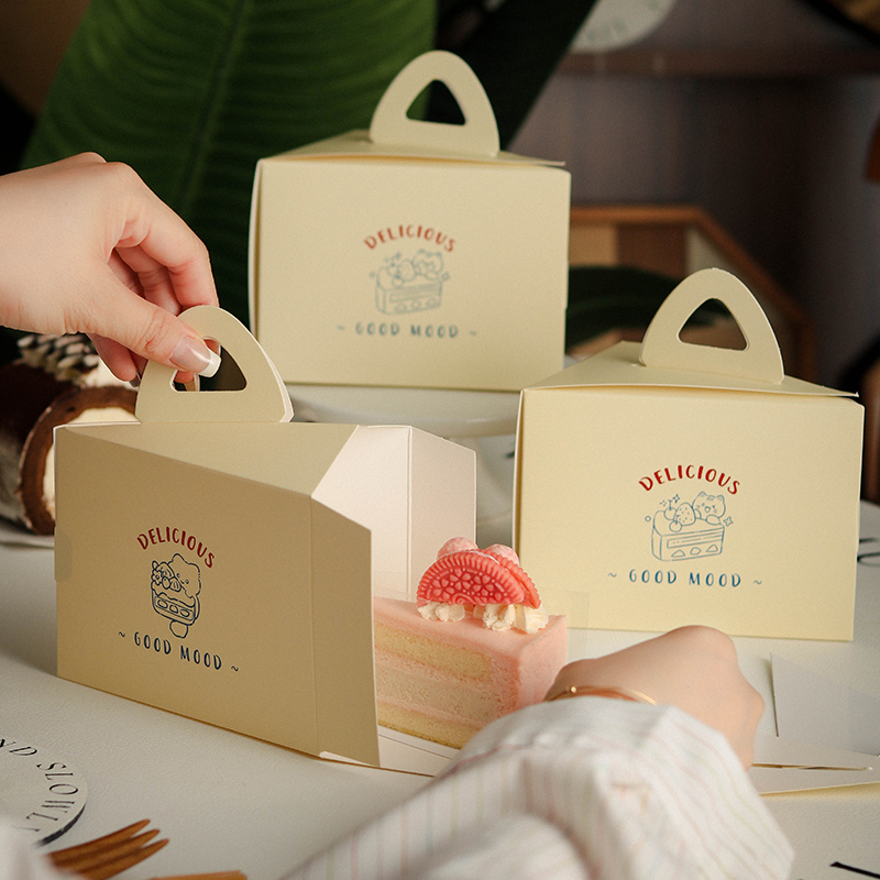 三角形切块蛋糕盒6寸8寸切件慕斯千层烘焙甜品包装分装手提打包盒