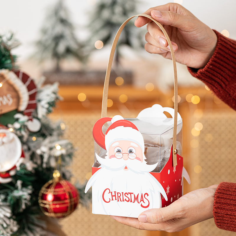 圣诞节苹果包装盒子平安夜小礼品礼物饼干糖果烘焙西点透明手提盒