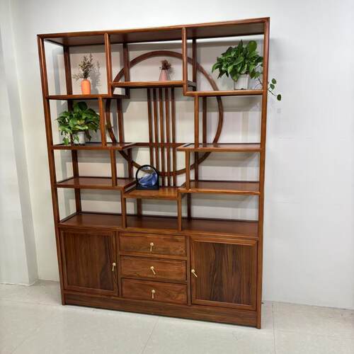 L!新中式博古架非实木多宝阁茶室隔断书架客厅茶叶展示柜茶柜置物