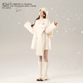 小个子大衣女外套秋冬高级氛围感 玫瑰波点围巾 BLUE 原创设计