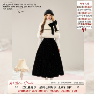 高级感斗篷两件套装 富家千金收腰法式 留洋千金 长裙女 BLUE