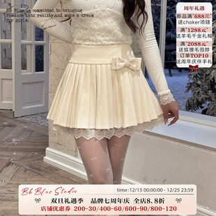 BLUE 时尚 蕾丝物语 新款 百搭氛围感百搭针织百褶裙 2025年冬季