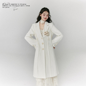 干枯玫瑰毛呢韩系高级大衣外套中长款 BLUE原创设计 女秋冬加厚