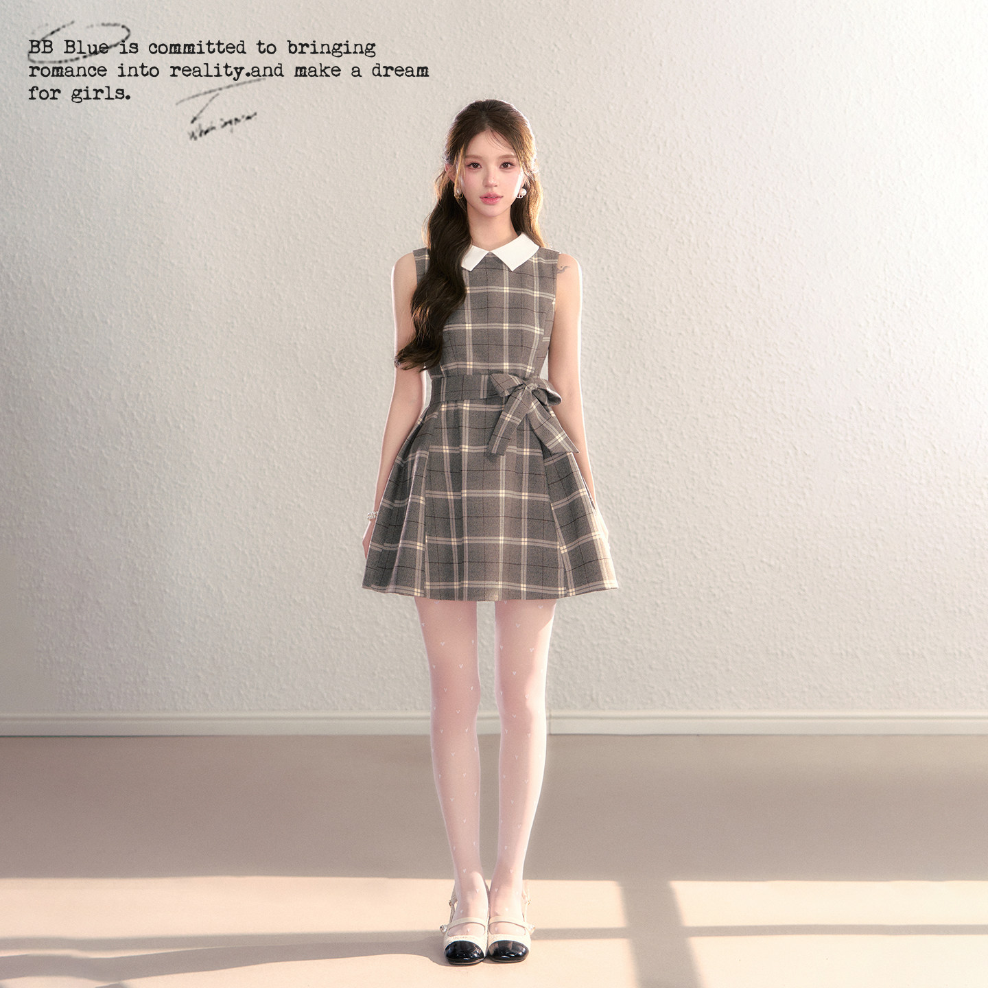 BBBLUE原创设计/格纹小姐/棕色格纹日常通勤连衣裙女高级感背心裙