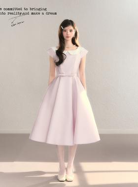 BB BLUE/温莎小姐/法式气质收腰娃娃领连衣裙赫本高级感公主长裙