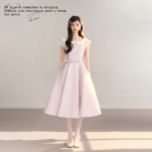 BB BLUE/温莎小姐/法式气质收腰娃娃领连衣裙赫本高级感公主长裙