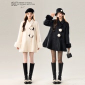 BLUE 原创设计 雪国芭蕾山茶花 小个子冬季 外套女高级氛围感