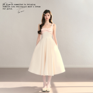 BBBLUE/千金时刻/法式无袖收腰大裙摆蝴蝶结千金风公主连衣裙礼裙