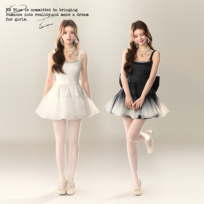 高级感收腰蓬蓬设计感吊带连衣裙