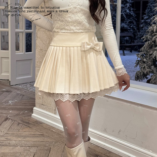 BB BLUE/蕾丝物语/2025年冬季新款时尚百搭氛围感百搭针织百褶裙