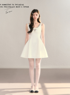 BB BLUE/银钻月光/法式蝴蝶结大裙摆千金风高级感气质显瘦连衣裙