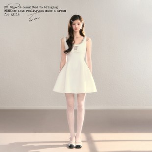 BB BLUE/银钻月光/法式蝴蝶结大裙摆千金风高级感气质显瘦连衣裙