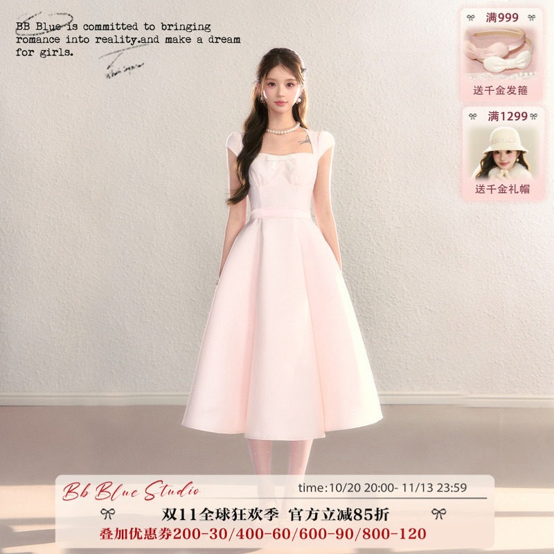 BBBLUE/南法公主/2026新款法式收腰甜美设计感收腰千金风礼服裙女
