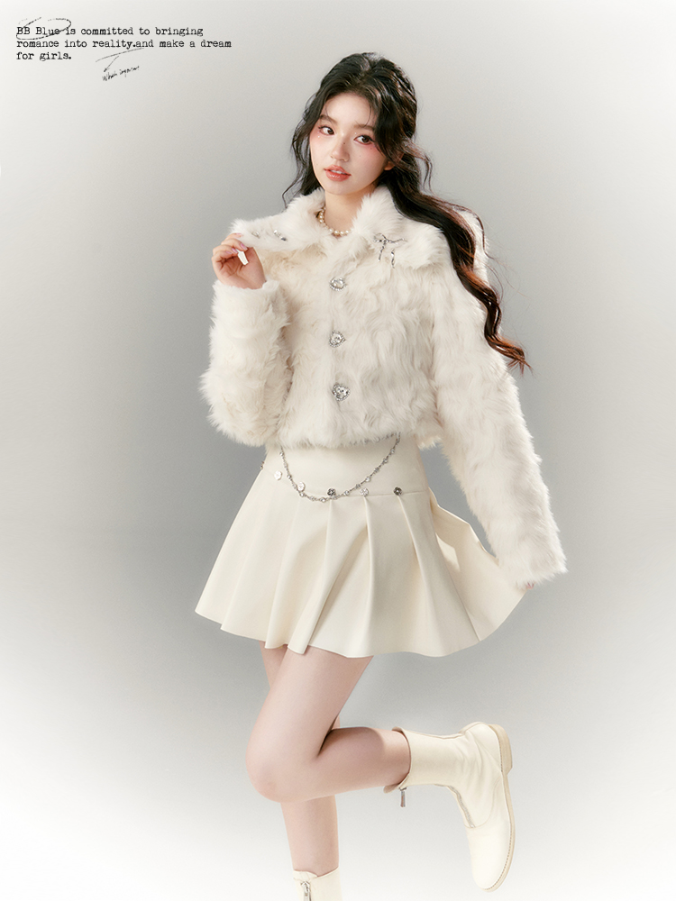 BB BLUE 原创设计 小香风环保仿貂皮草毛毛短款外套女秋冬季减龄