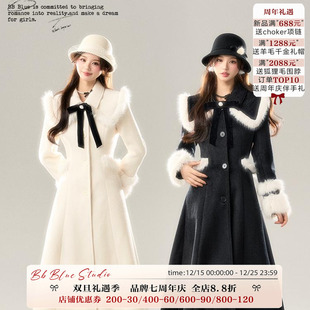 神明少女大翻领大衣 原创设计 千金氛围感大衣外套高级感 BLUE